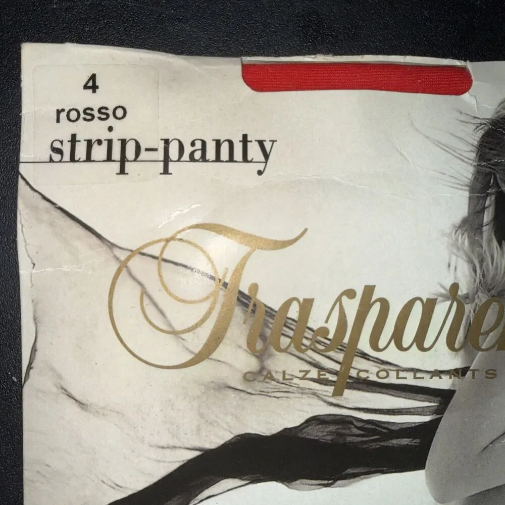 Trasparenze Strip Panty Mock Suspender Belt Pantyhose XL Red Made in Italy